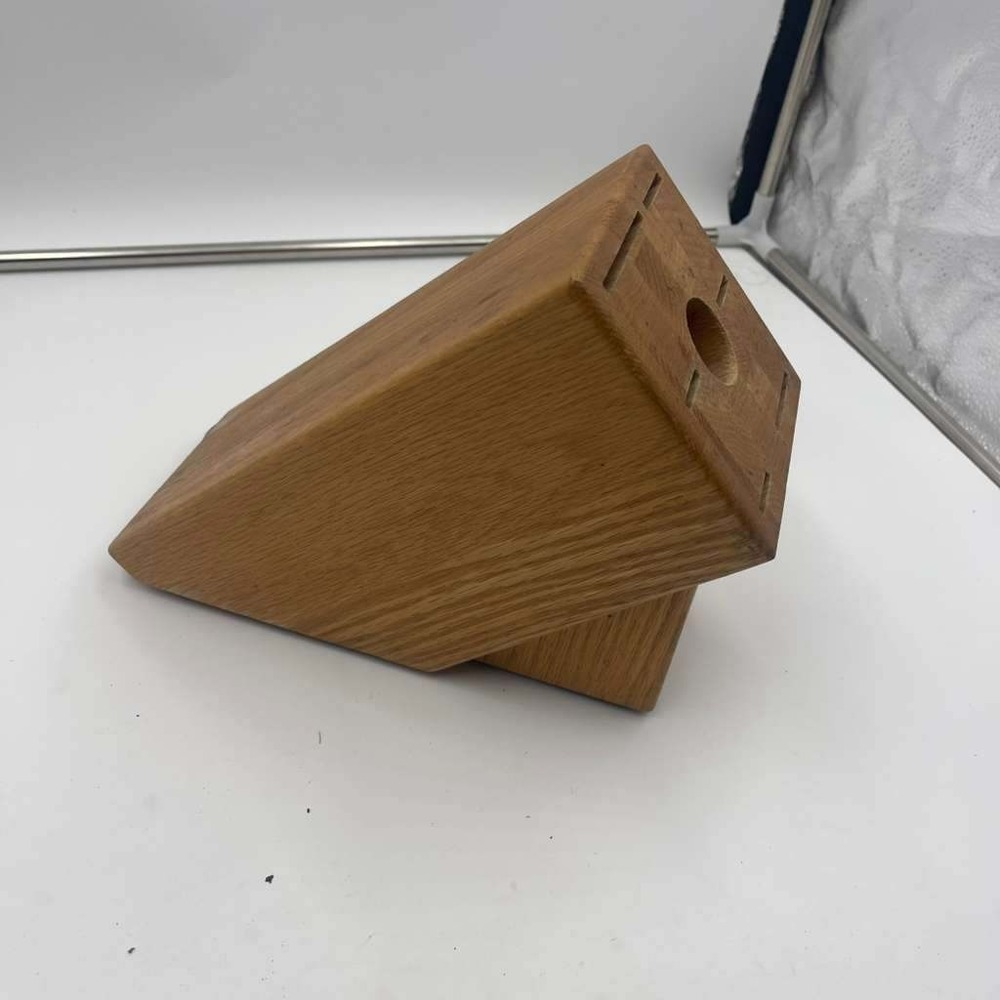 Cutco Oak Wood Knife Block 6 Slot Storage with‎ Built-in Sharpener Made in USA